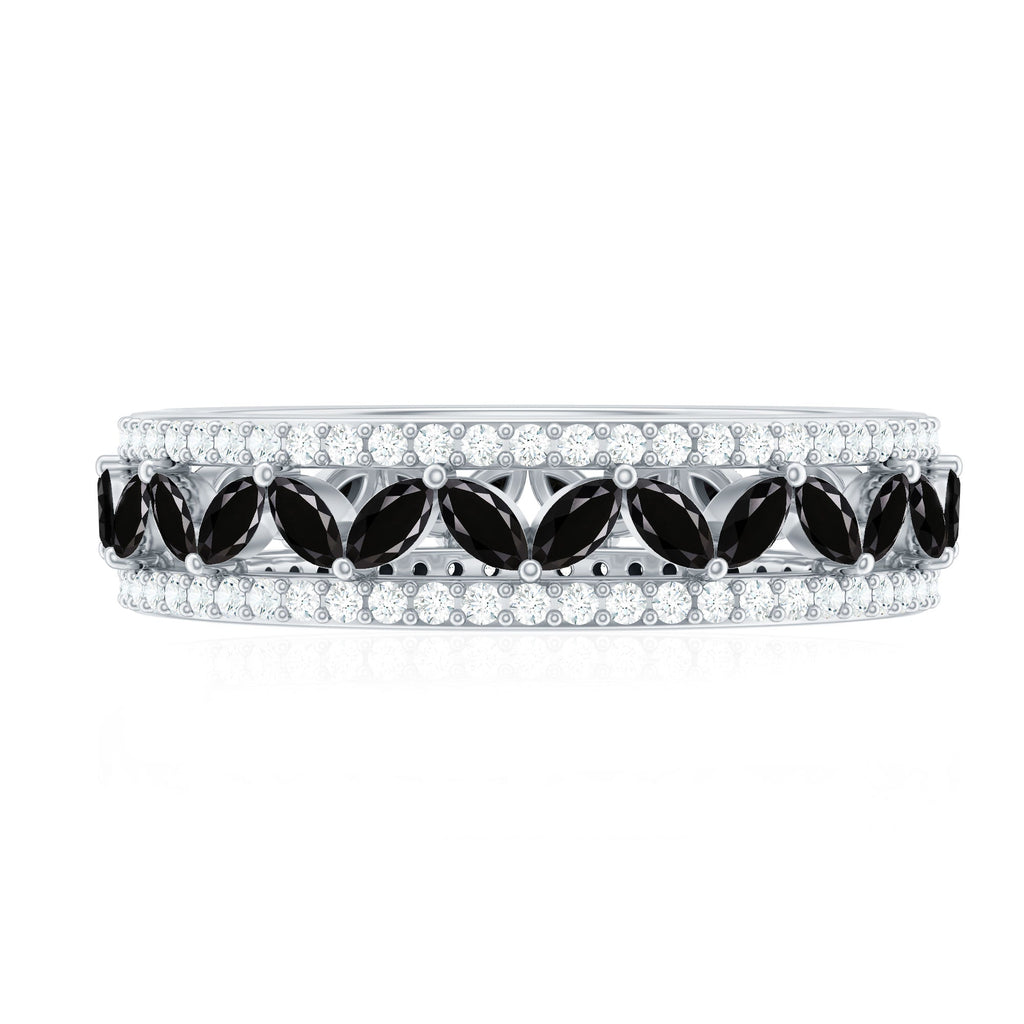 1.25 CT Elegant Created Black Diamond and Moissanite Wedding Band Ring