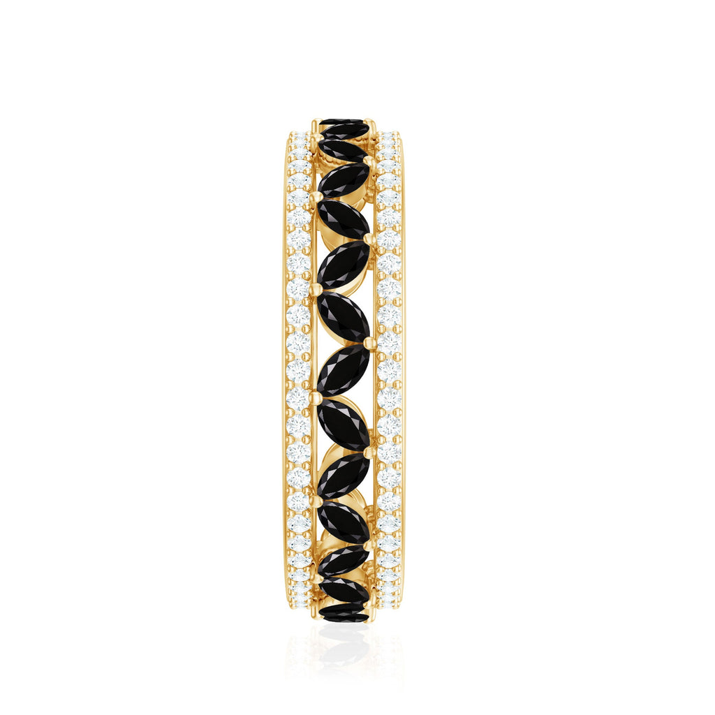 1.25 CT Elegant Created Black Diamond and Moissanite Wedding Band Ring