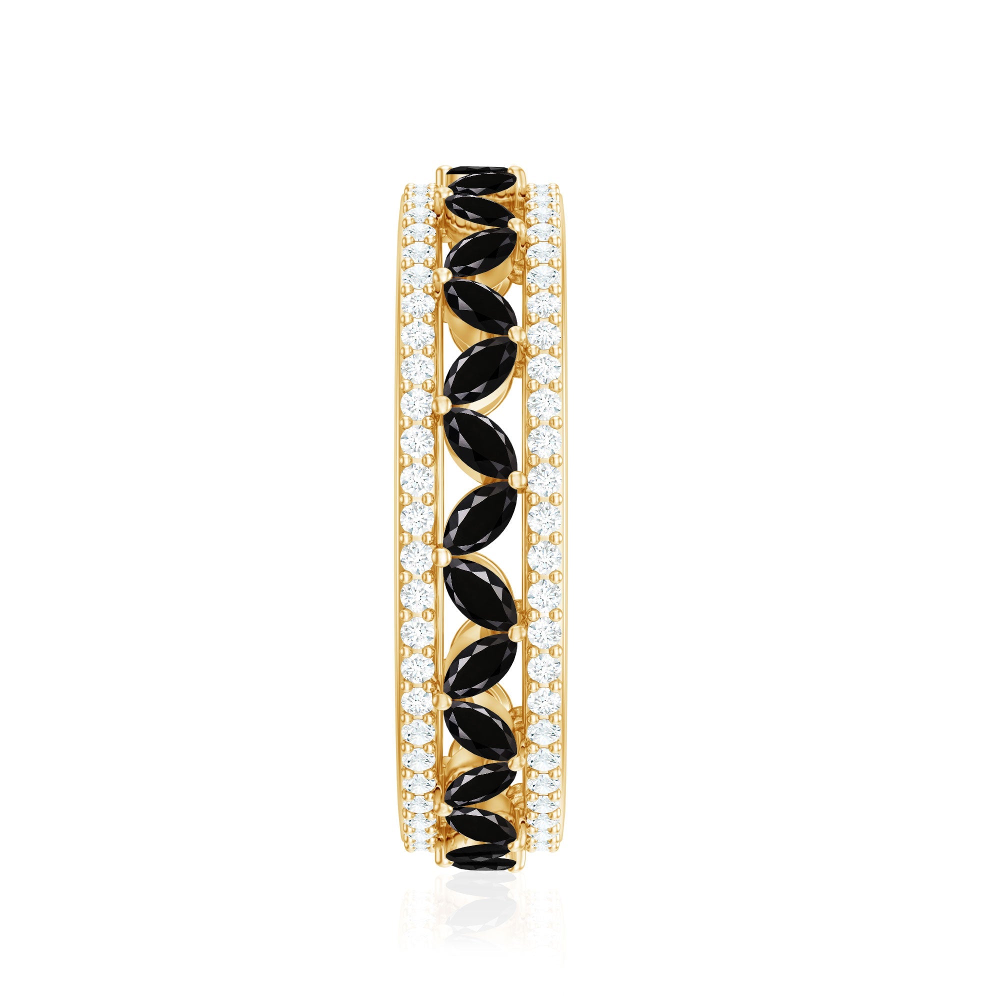 1.25 CT Elegant Created Black Diamond and Moissanite Wedding Band Ring