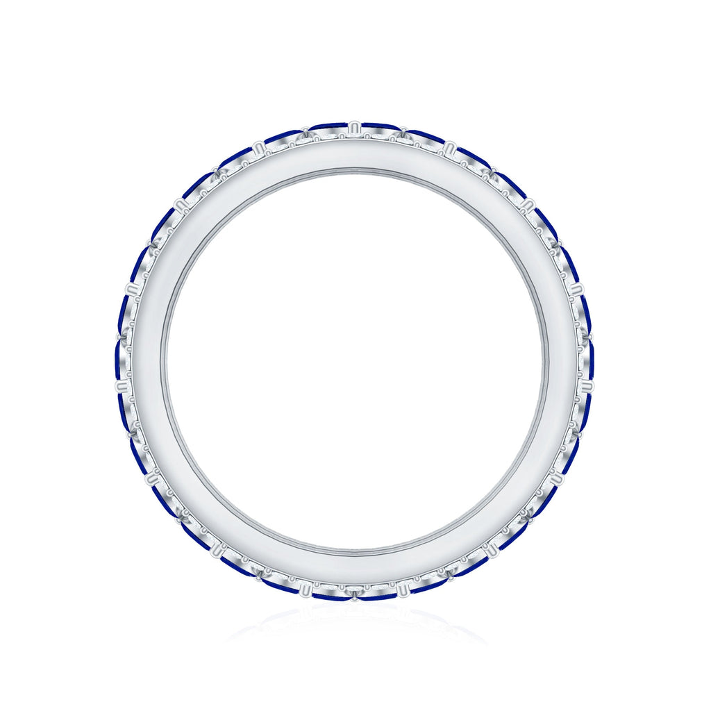 1.25 CT Elegant Created Blue Sapphire and Diamond Wedding Band Ring