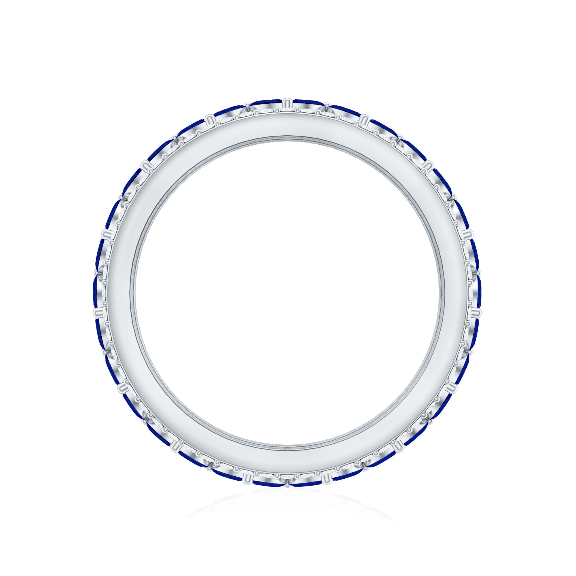 1.25 CT Elegant Created Blue Sapphire and Diamond Wedding Band Ring