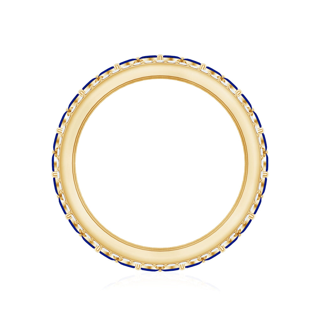 1.25 CT Elegant Created Blue Sapphire and Diamond Wedding Band Ring