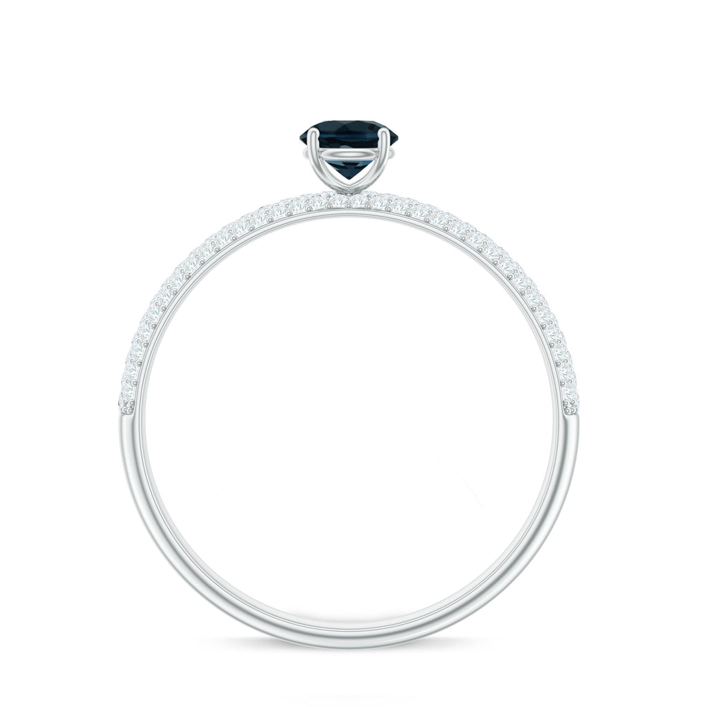 5mm London Blue Topaz Solitaire Promise Ring with Diamond