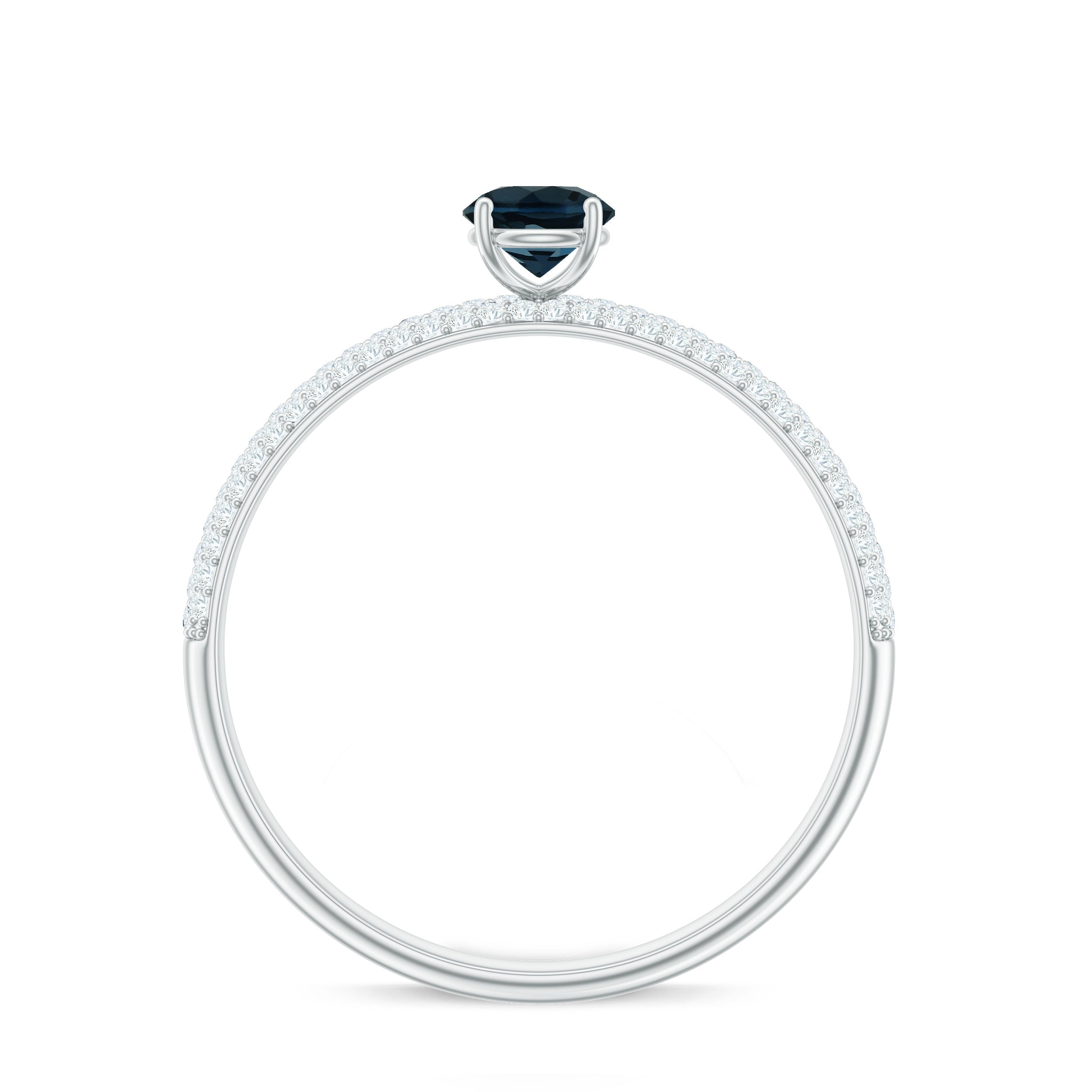 5mm London Blue Topaz Solitaire Promise Ring with Diamond