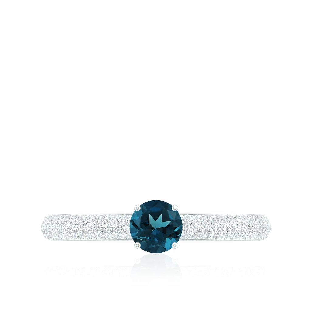 5mm London Blue Topaz Solitaire Promise Ring with Diamond