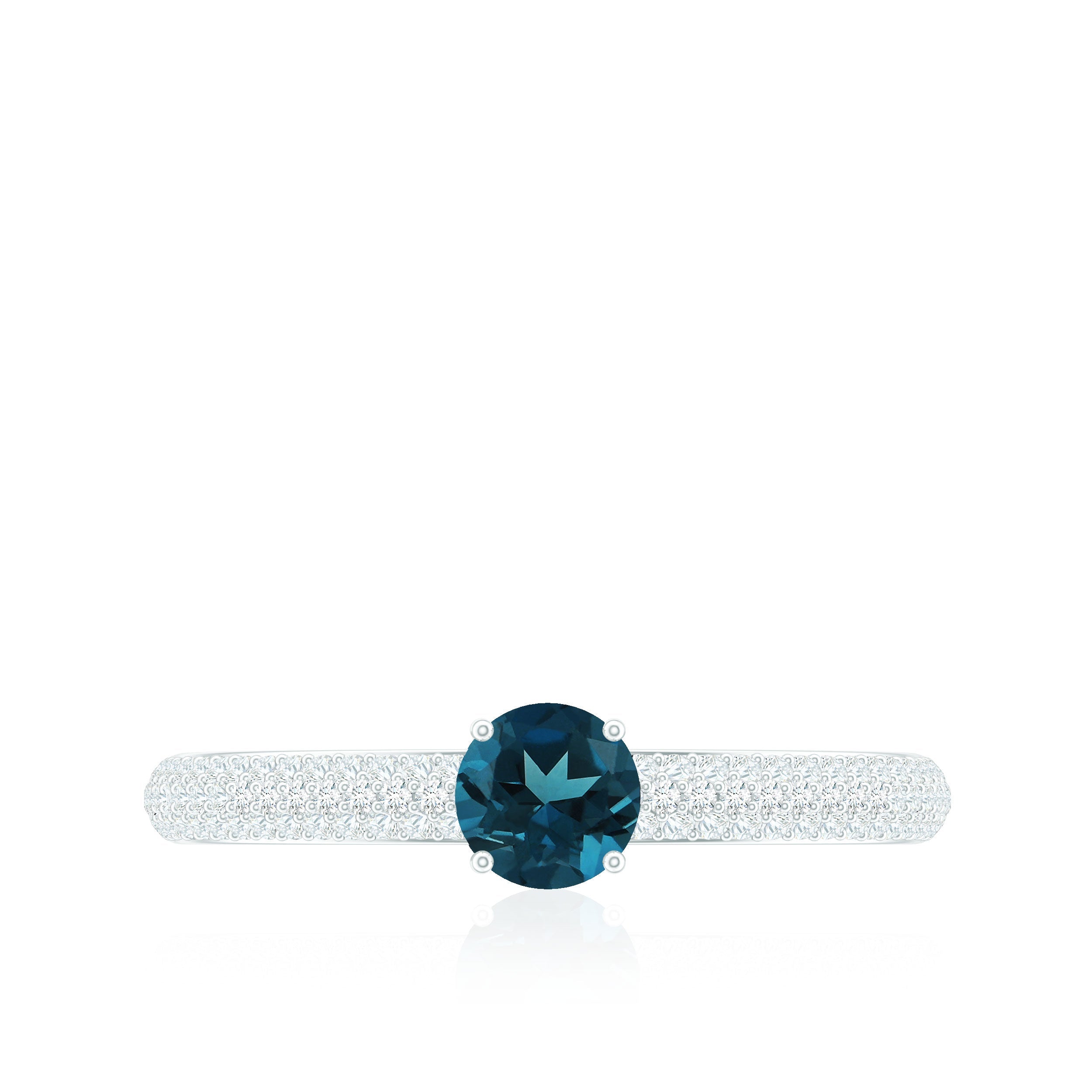 5mm London Blue Topaz Solitaire Promise Ring with Diamond