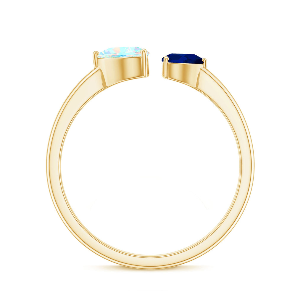 1 CT Blue Sapphire and Ethiopian Opal Toi Et Moi Heart Ring