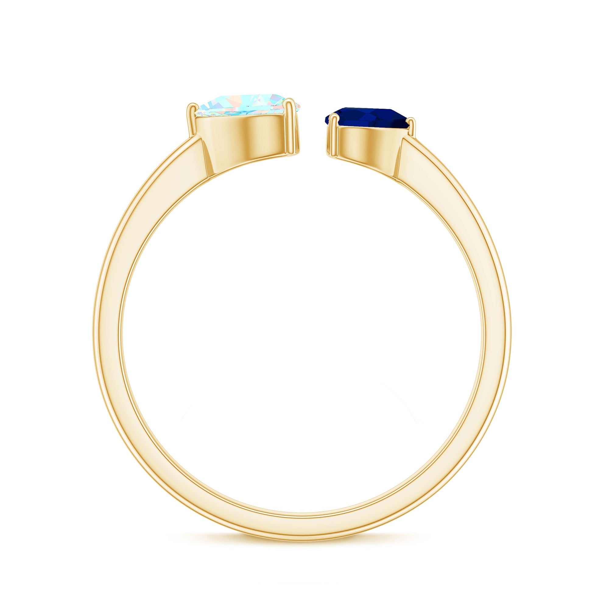 1 CT Blue Sapphire and Ethiopian Opal Toi Et Moi Heart Ring
