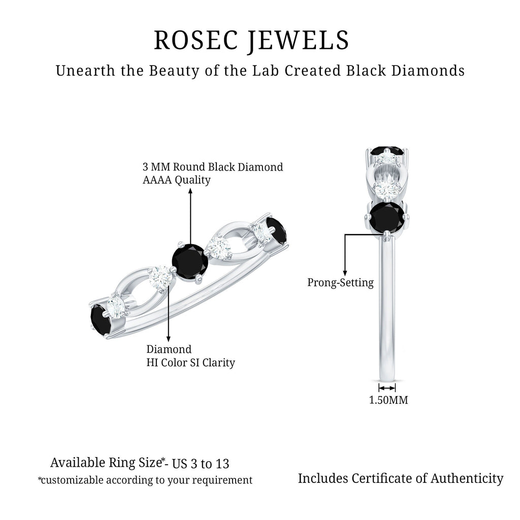 Created Black Diamond and Diamond Minimal Promise Ring