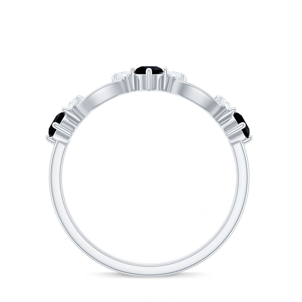Created Black Diamond and Diamond Minimal Promise Ring