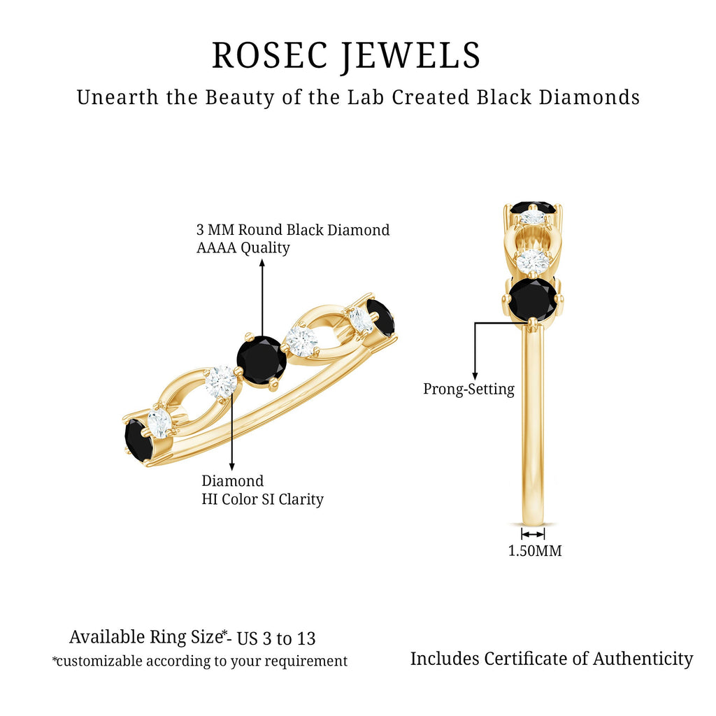 Created Black Diamond and Diamond Minimal Promise Ring