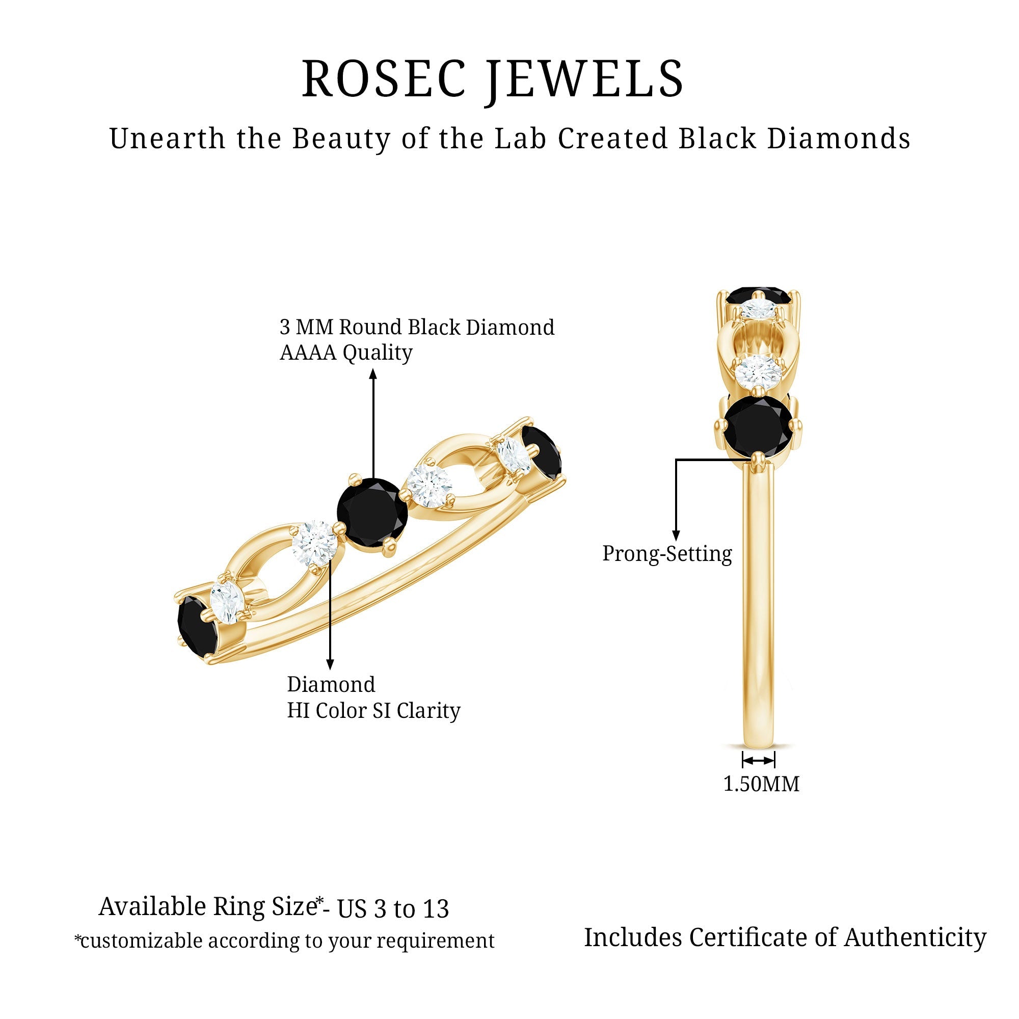 Created Black Diamond and Diamond Minimal Promise Ring