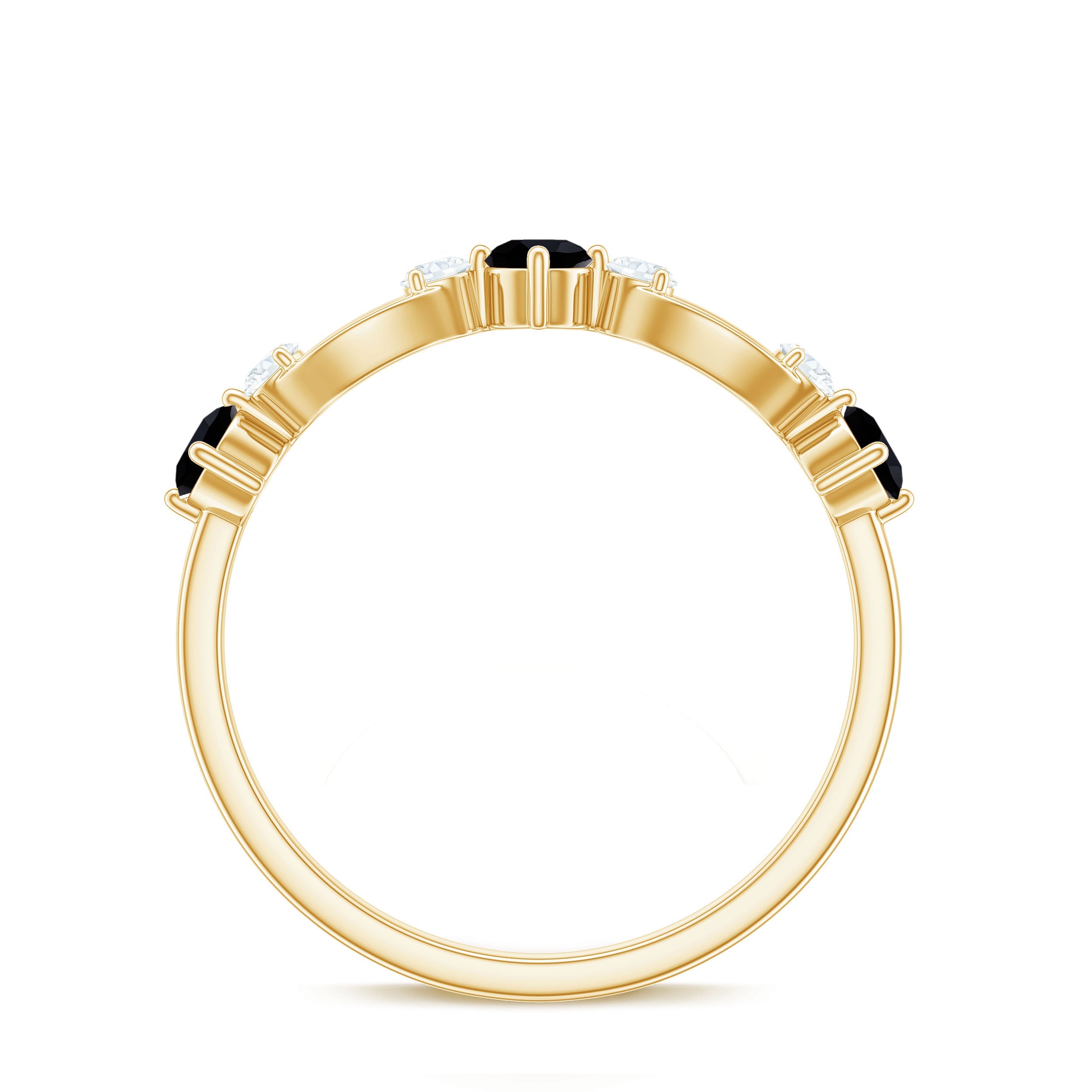 Created Black Diamond and Diamond Minimal Promise Ring