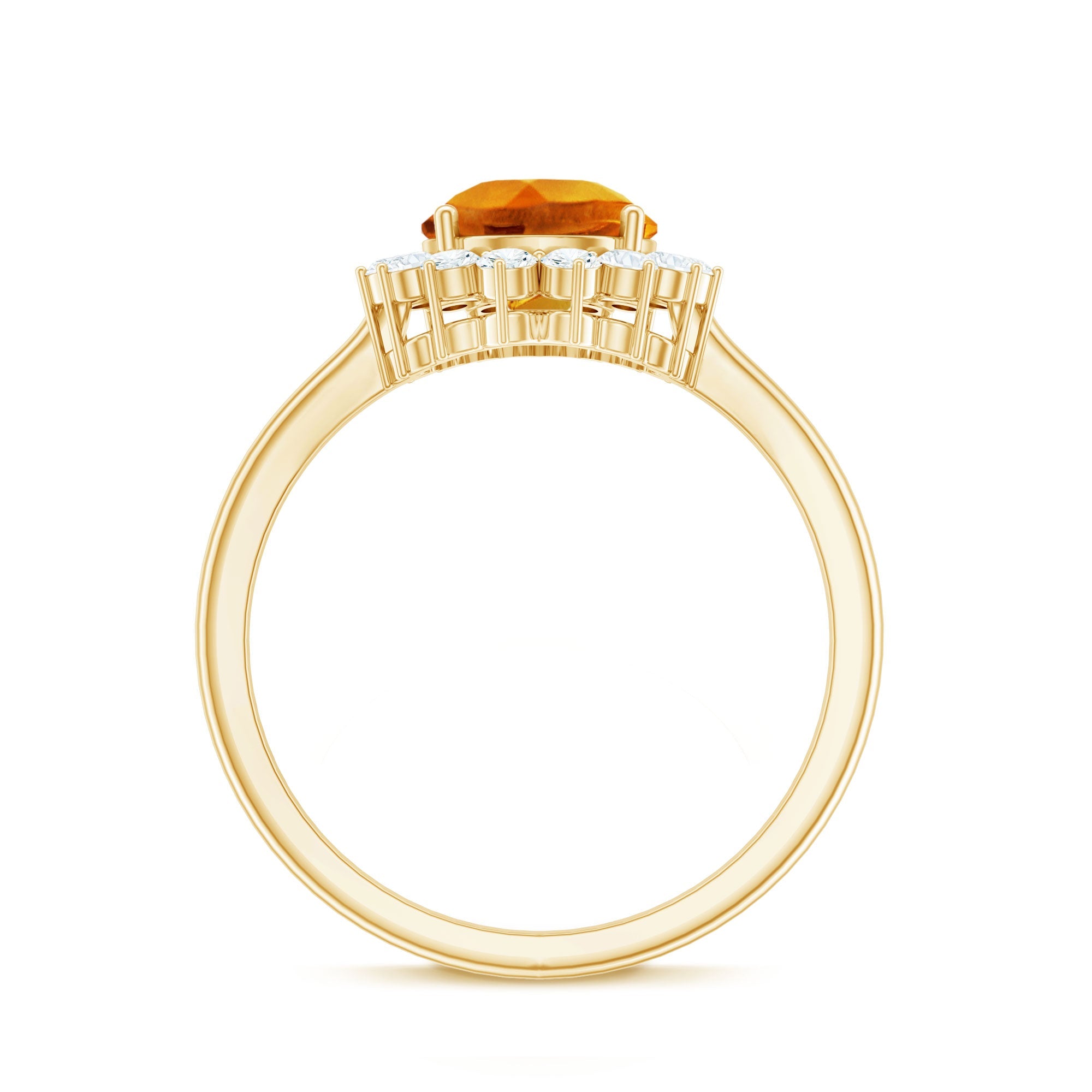 2.5 Carat Lab Grown Orange Sapphire Teardrop Engagement Ring with Diamond Halo