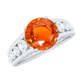 2.25 Carat Lab Grown Orange Sapphire Solitaire Engagement Ring with Side Stones