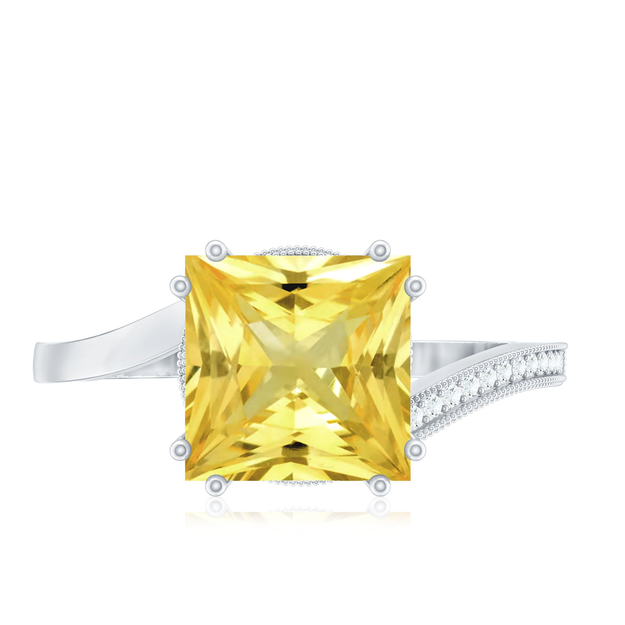 Lab Grown Yellow Sapphire Bypass Engagement Ring with Diamond