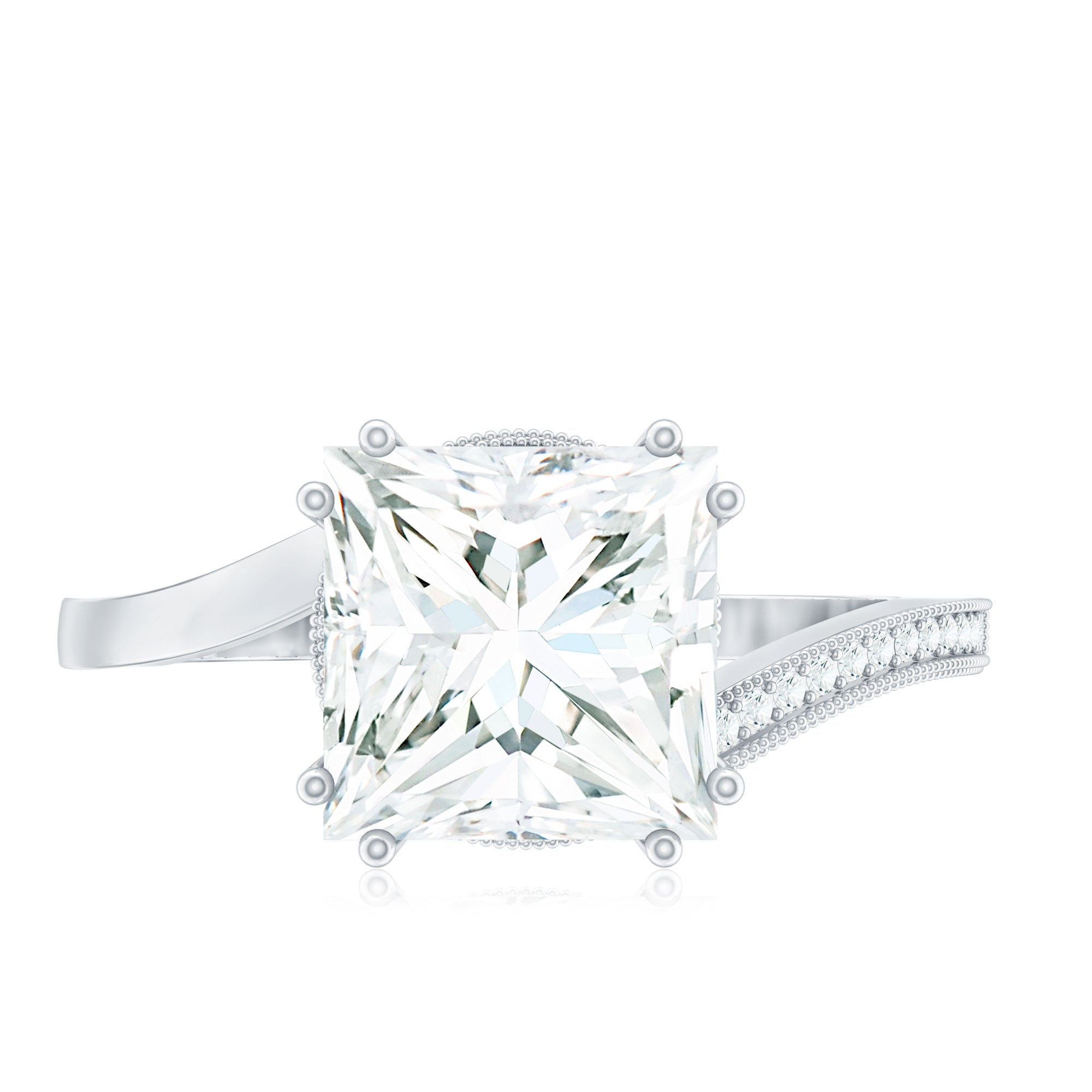 Designer Solitaire Cubic Zirconia Bypass Engagement Ring