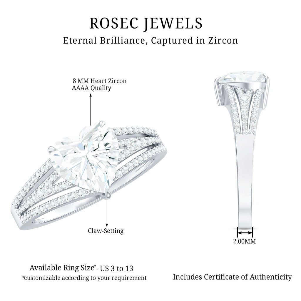 Certified Cubic Zirconia Heart Engagement Ring