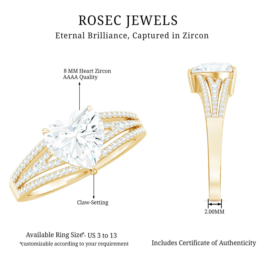 Certified Cubic Zirconia Heart Engagement Ring