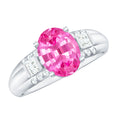 Lab Grown Pink Sapphire Oval Solitaire Engagement Ring with Diamond