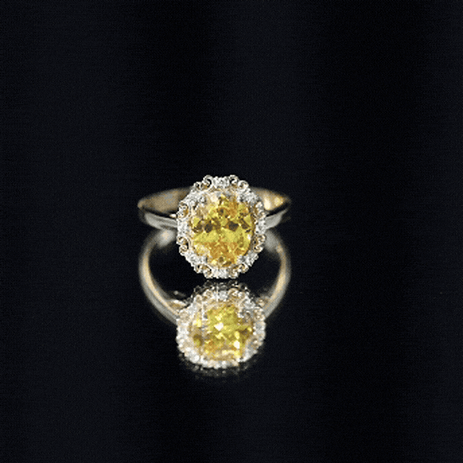 Vintage Inspired Lab Grown Yellow Sapphire Oval Engagement Ring