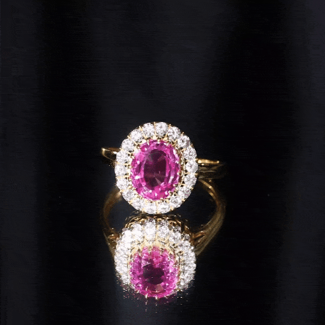 4 Carat Lab Grown Pink Sapphire Vintage Engagement Ring with Moissanite Halo