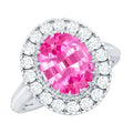 4 Carat Lab Grown Pink Sapphire Vintage Engagement Ring with Moissanite Halo