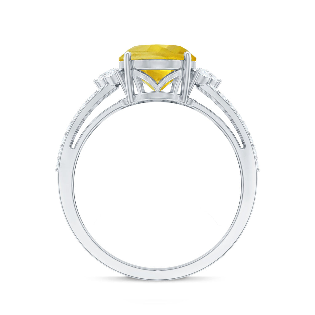 Lab Grown Yellow Sapphire Oval Engagement Ring With Moissanite