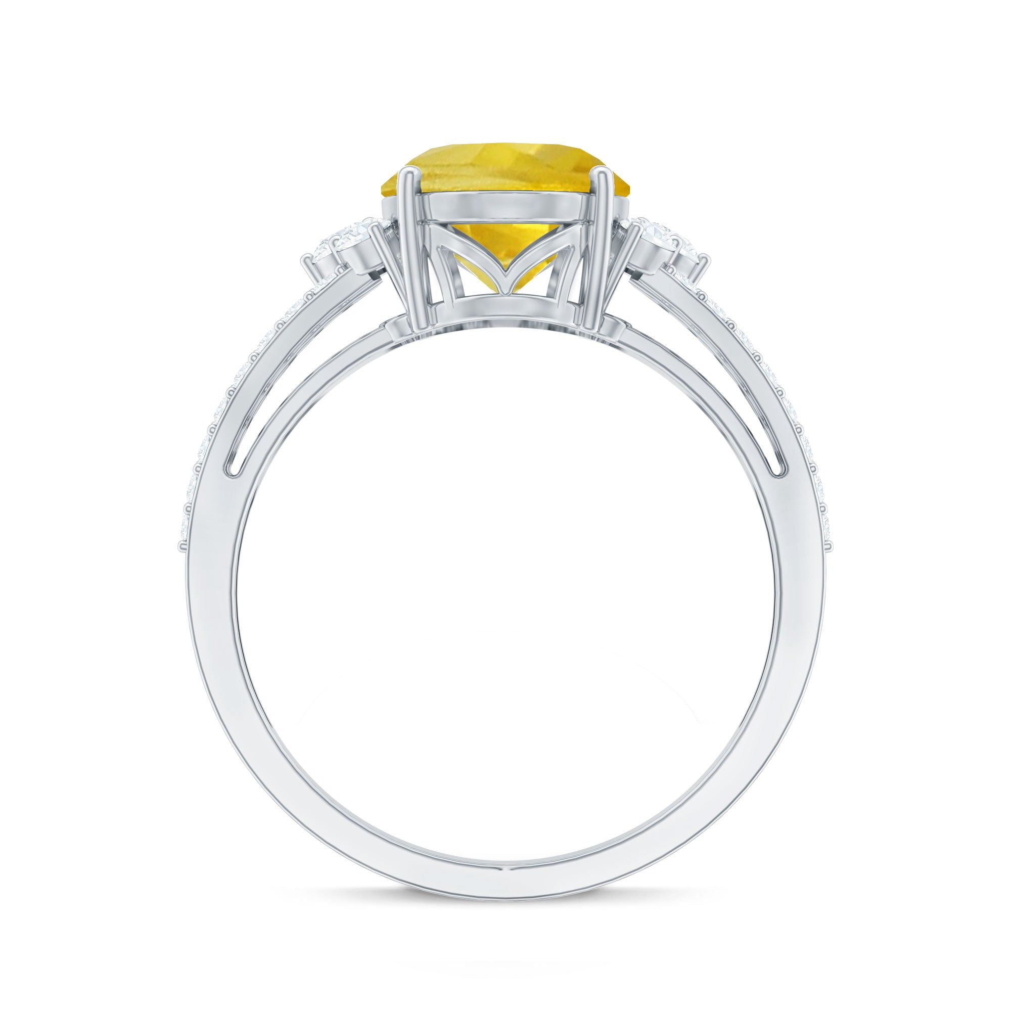 Lab Grown Yellow Sapphire Oval Engagement Ring With Moissanite