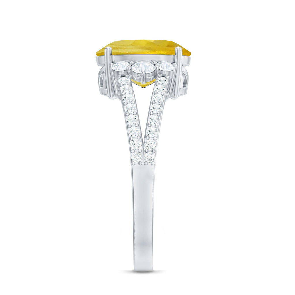 Lab Grown Yellow Sapphire Oval Engagement Ring With Moissanite