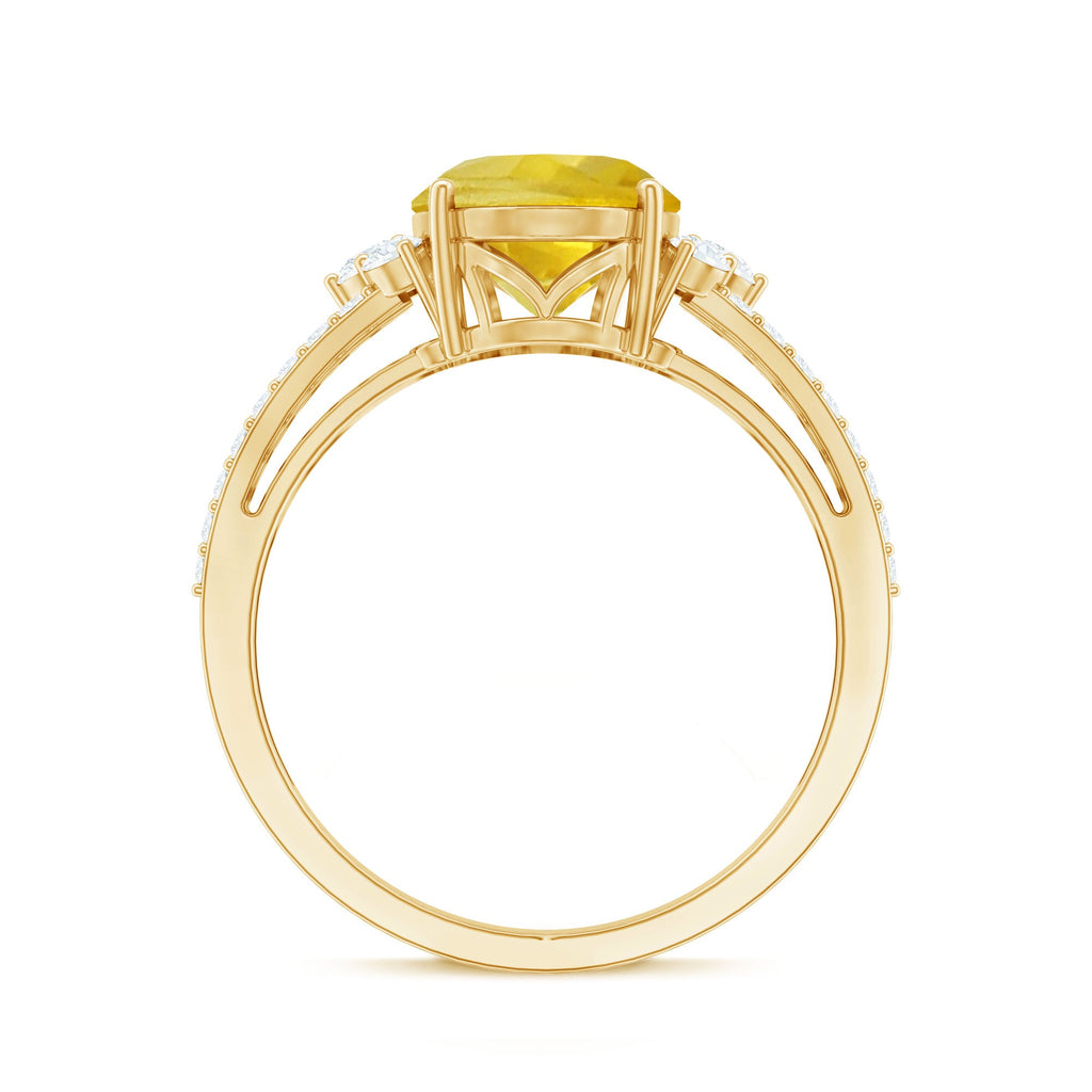 Lab Grown Yellow Sapphire Oval Engagement Ring With Moissanite