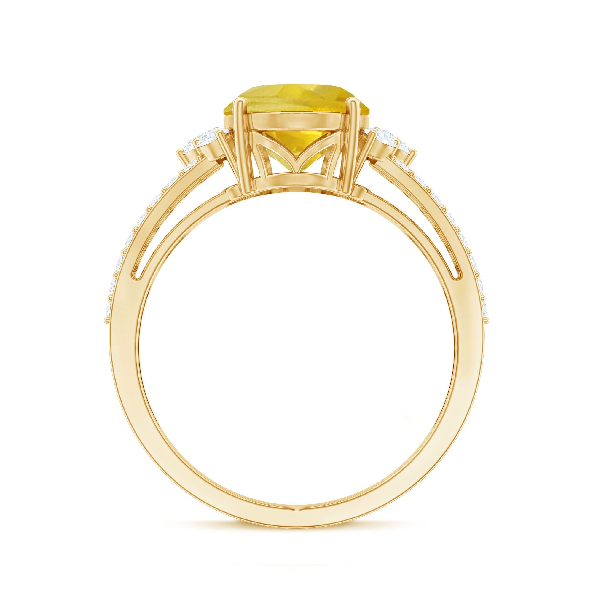 Lab Grown Yellow Sapphire Oval Engagement Ring With Moissanite