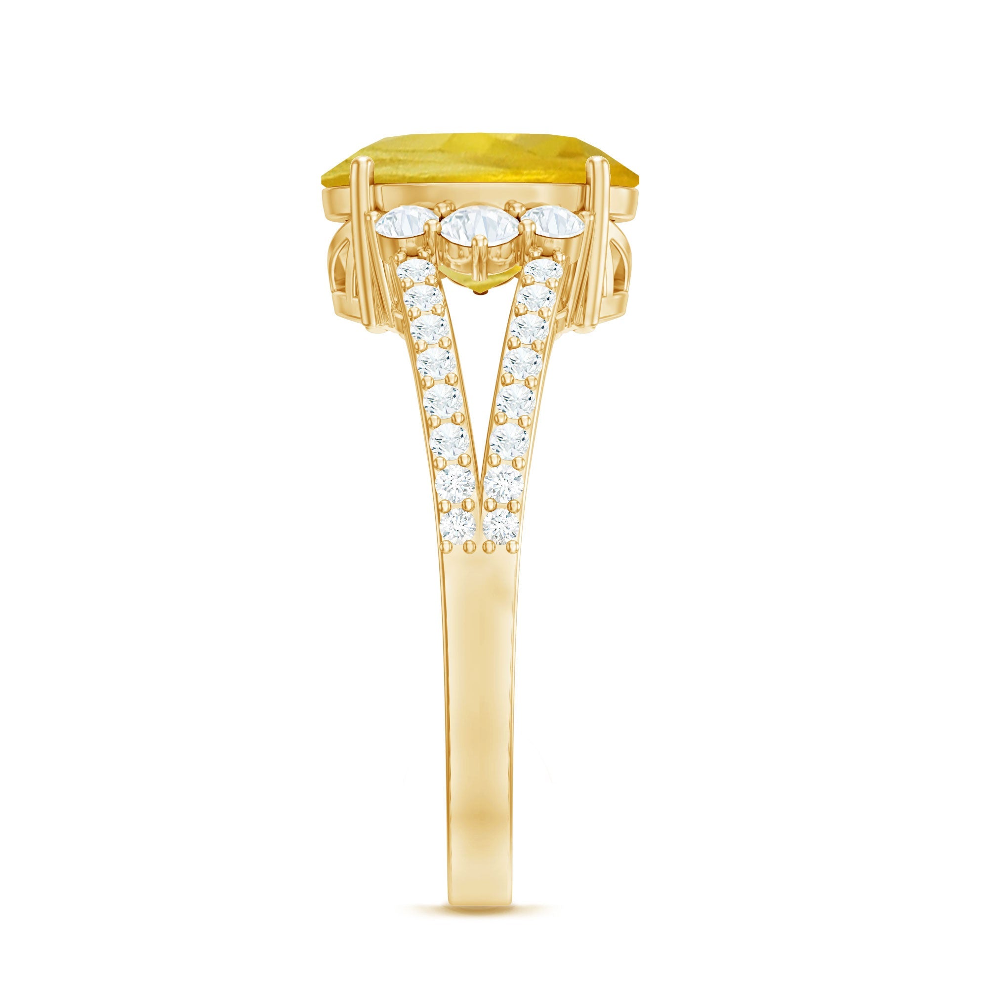 Lab Grown Yellow Sapphire Oval Engagement Ring With Moissanite