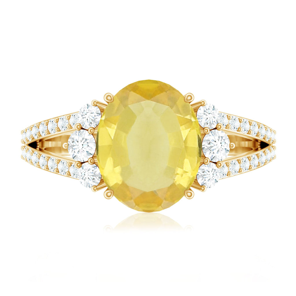 Lab Grown Yellow Sapphire Oval Engagement Ring With Moissanite