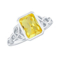 Lab Created Yellow Sapphire Engagement Ring with Diamond