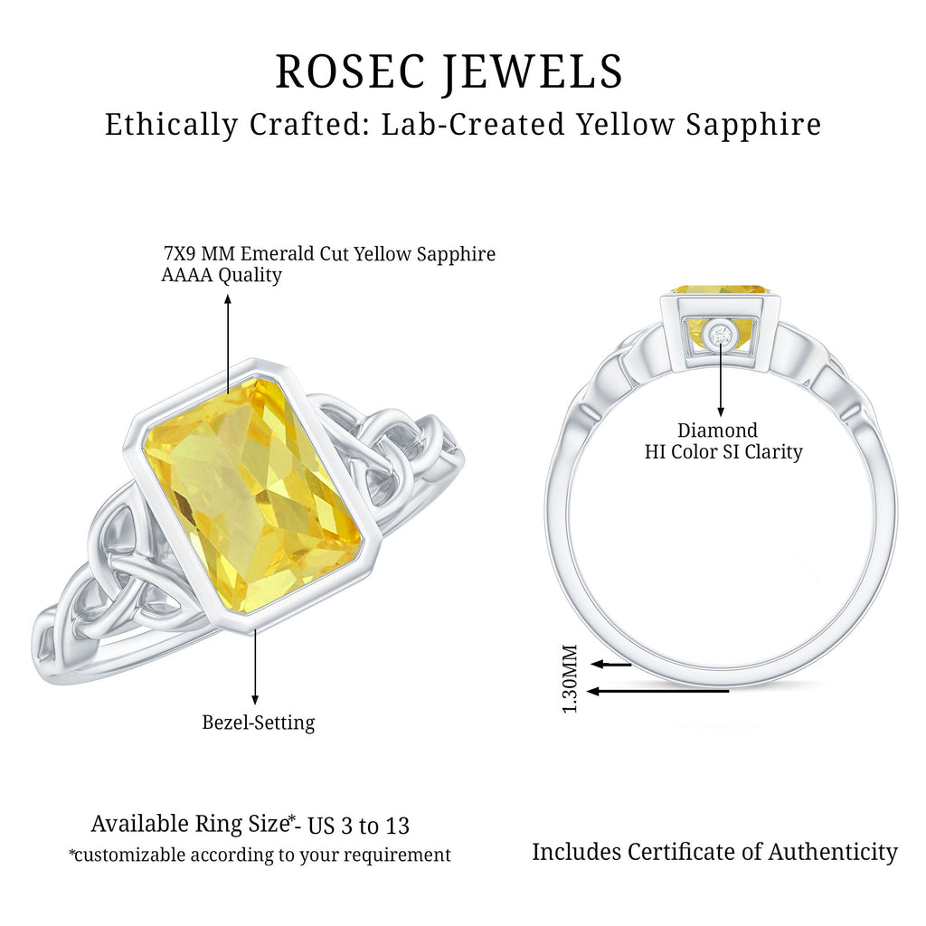 Lab Created Yellow Sapphire Engagement Ring with Diamond