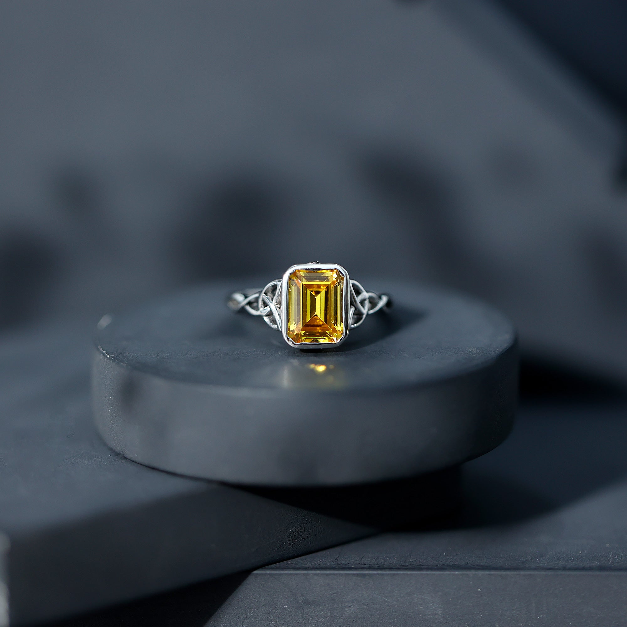 Lab Created Yellow Sapphire Engagement Ring with Diamond