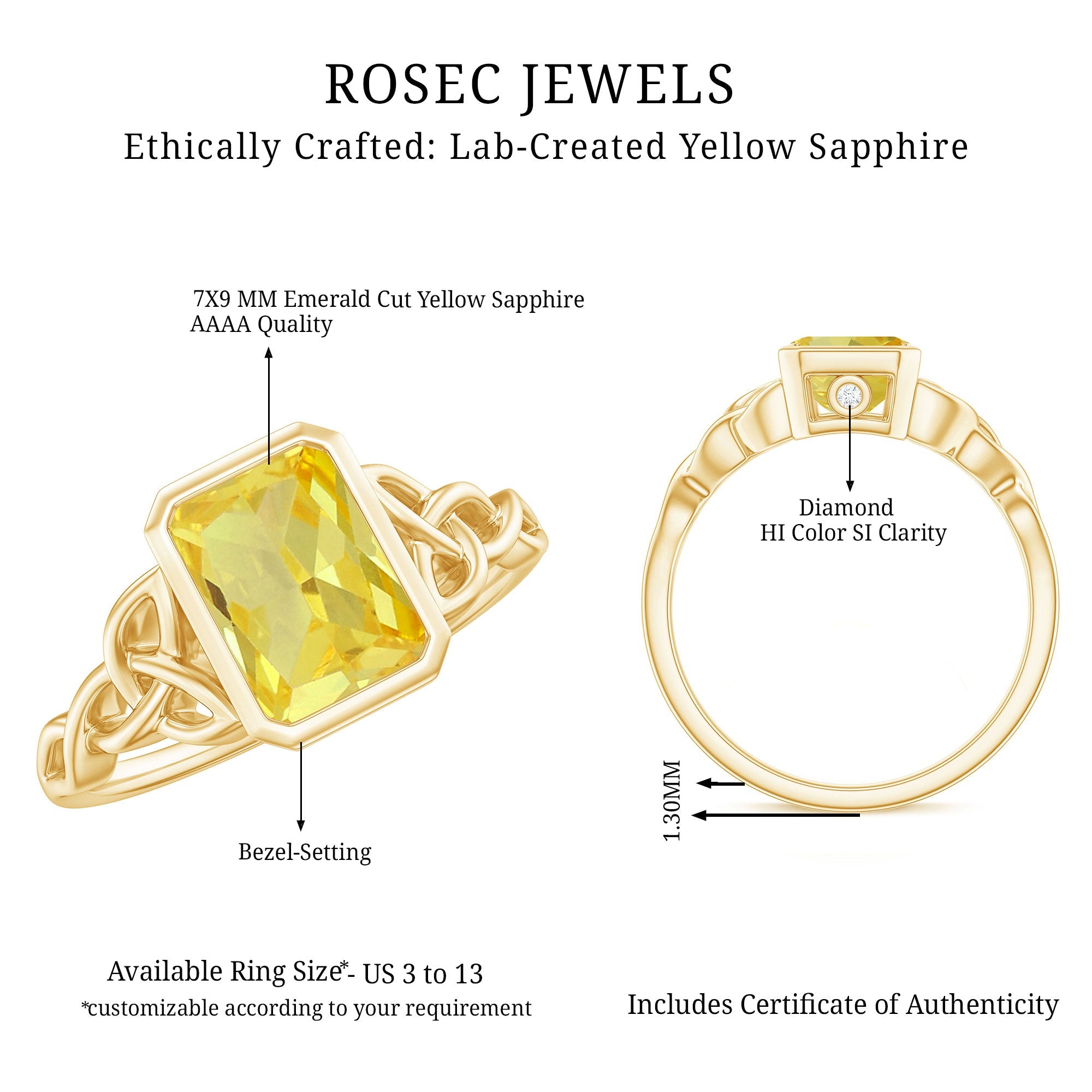 Lab Created Yellow Sapphire Engagement Ring with Diamond