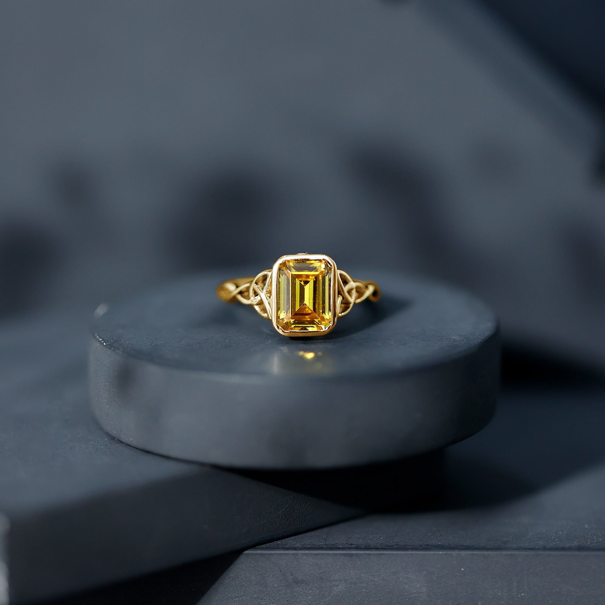 Lab Created Yellow Sapphire Engagement Ring with Diamond