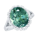 Created Green Sapphire Oval Engagement Ring with Diamond