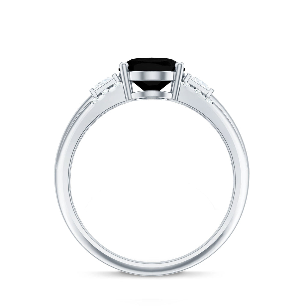 Certified Lab Grown Black Diamond Oval Engagement Ring with Diamond
