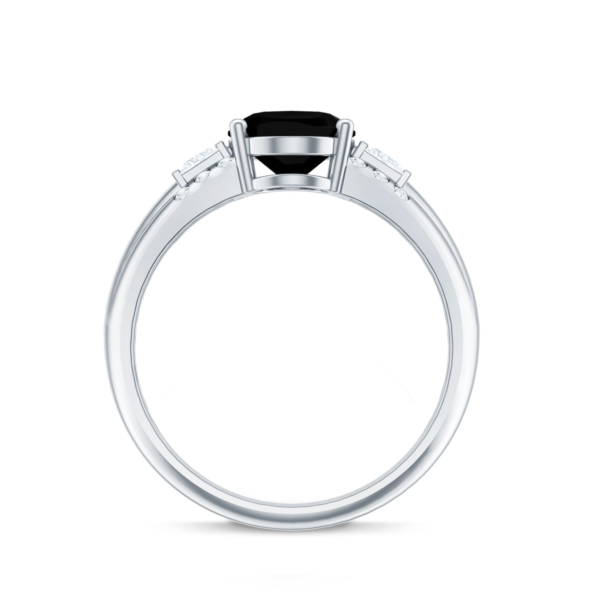 Certified Lab Grown Black Diamond Oval Engagement Ring with Diamond