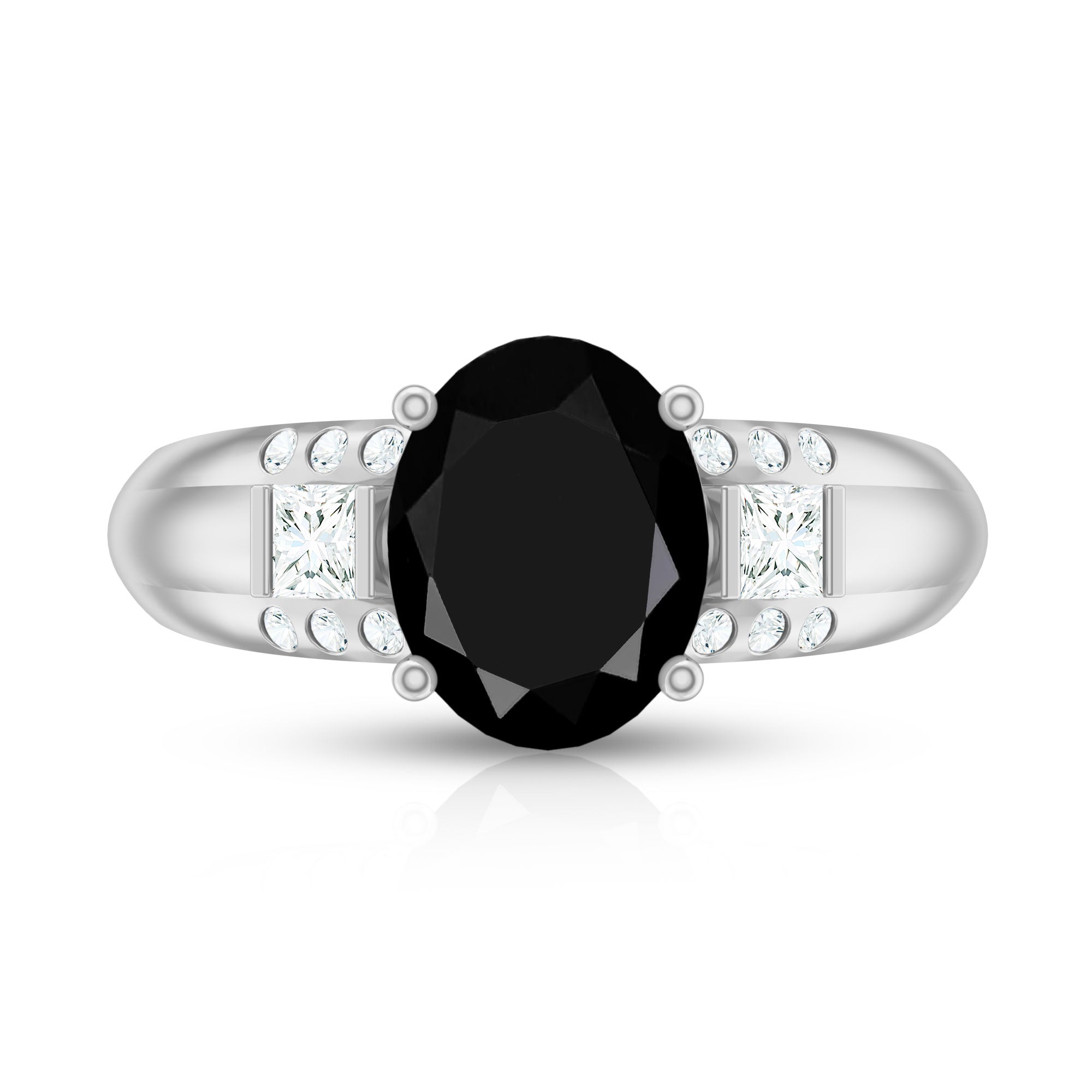 Certified Lab Grown Black Diamond Oval Engagement Ring with Diamond