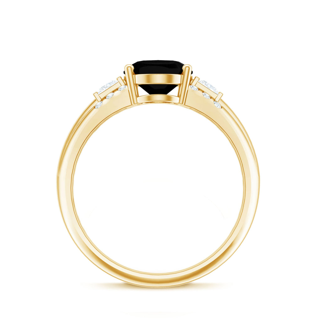 Certified Lab Grown Black Diamond Oval Engagement Ring with Diamond