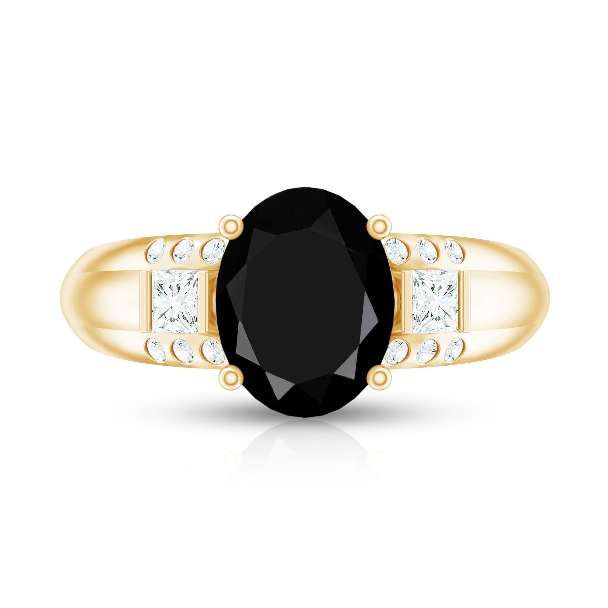 Certified Lab Grown Black Diamond Oval Engagement Ring with Diamond