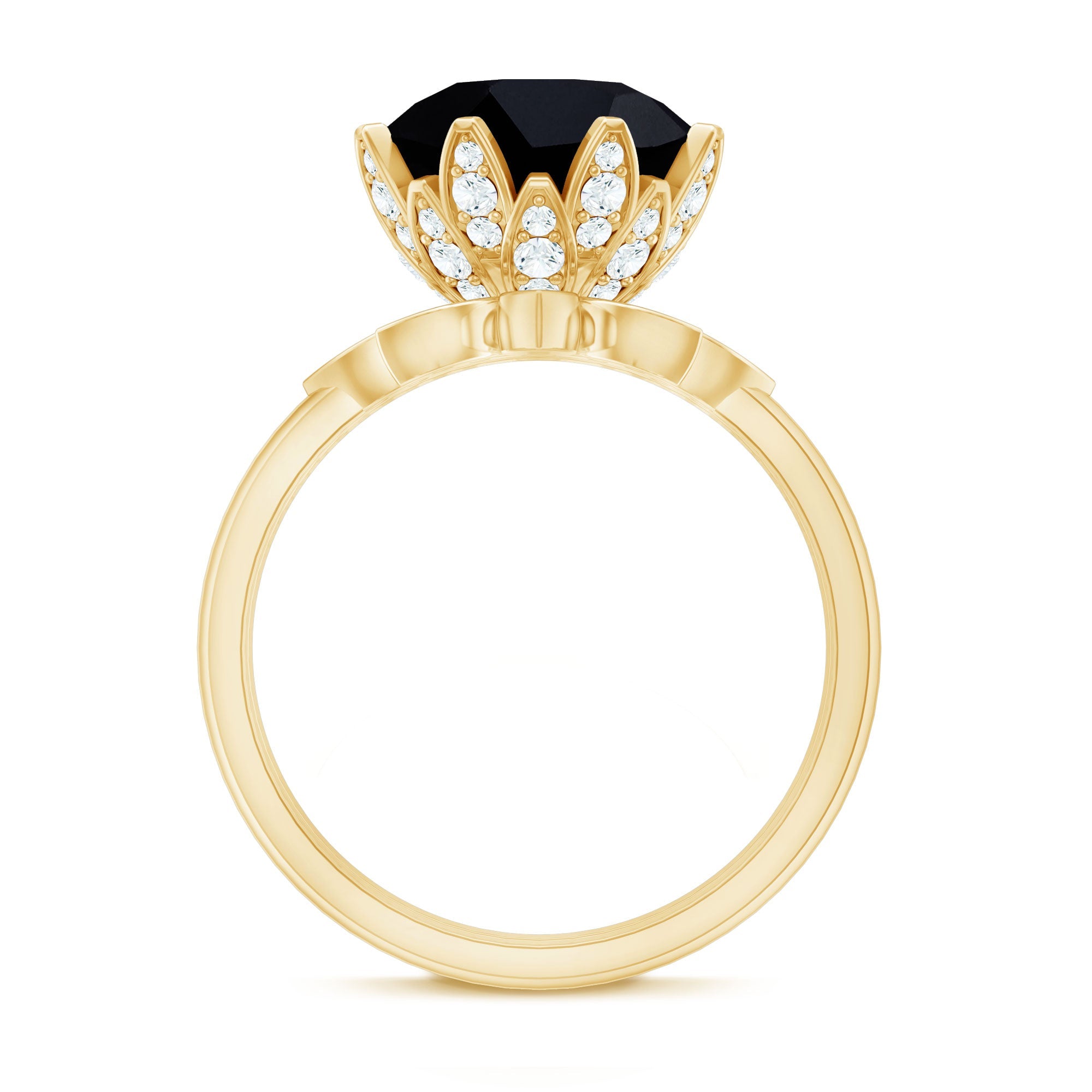 Lab Grown Black Diamond Flower Wedding Ring Set with Moissanite
