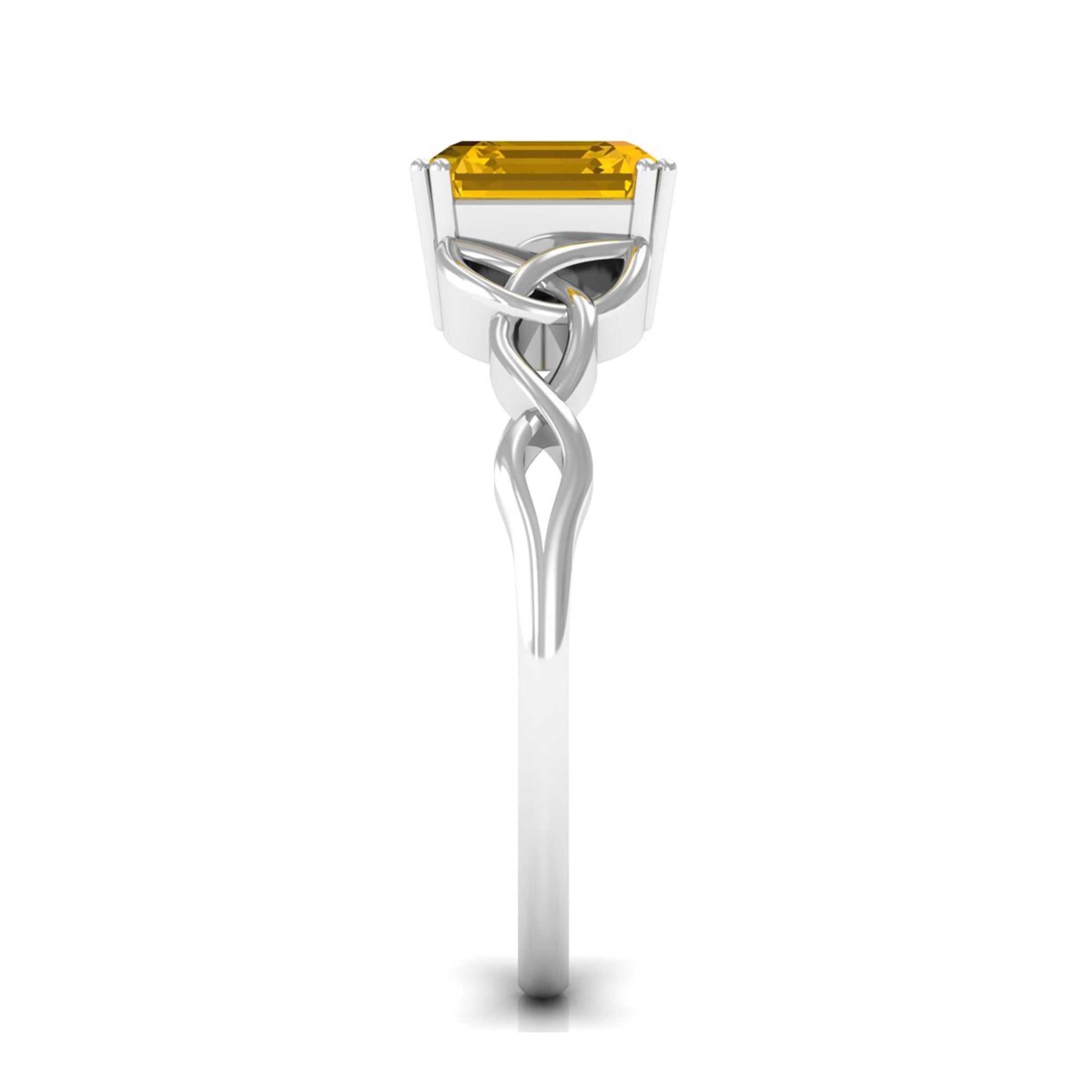 Certified Lab Grown Yellow Sapphire Celtic Solitaire Engagement Ring