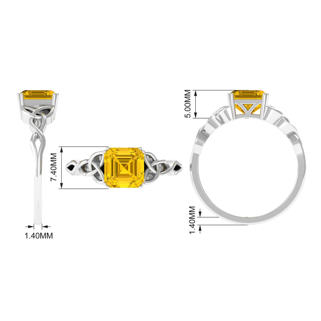 Certified Lab Grown Yellow Sapphire Celtic Solitaire Engagement Ring