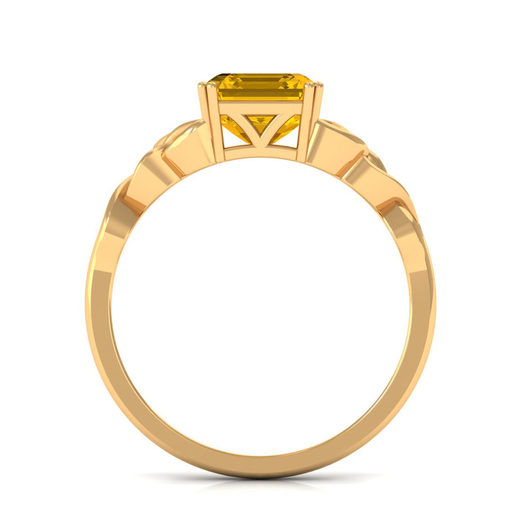 Certified Lab Grown Yellow Sapphire Celtic Solitaire Engagement Ring