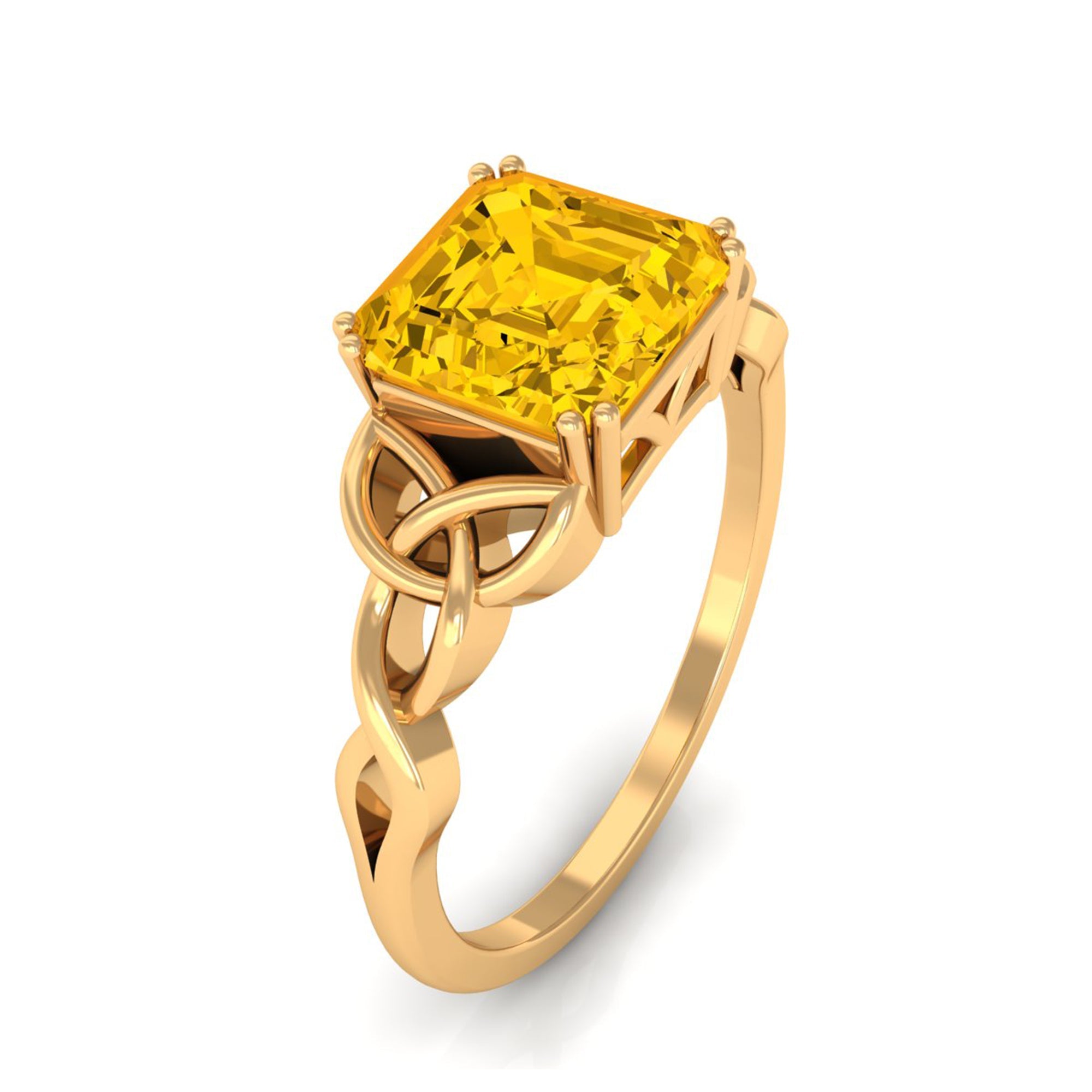 Certified Lab Grown Yellow Sapphire Celtic Solitaire Engagement Ring